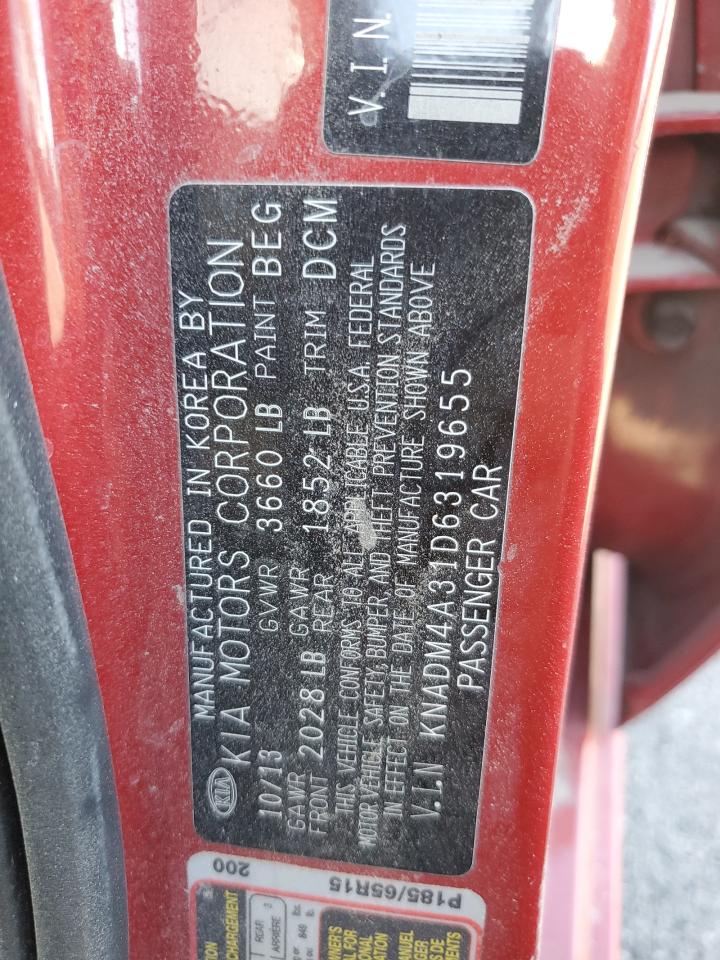 2013 Kia Rio Lx VIN: KNADM4A31D6319655 Lot: 81348784