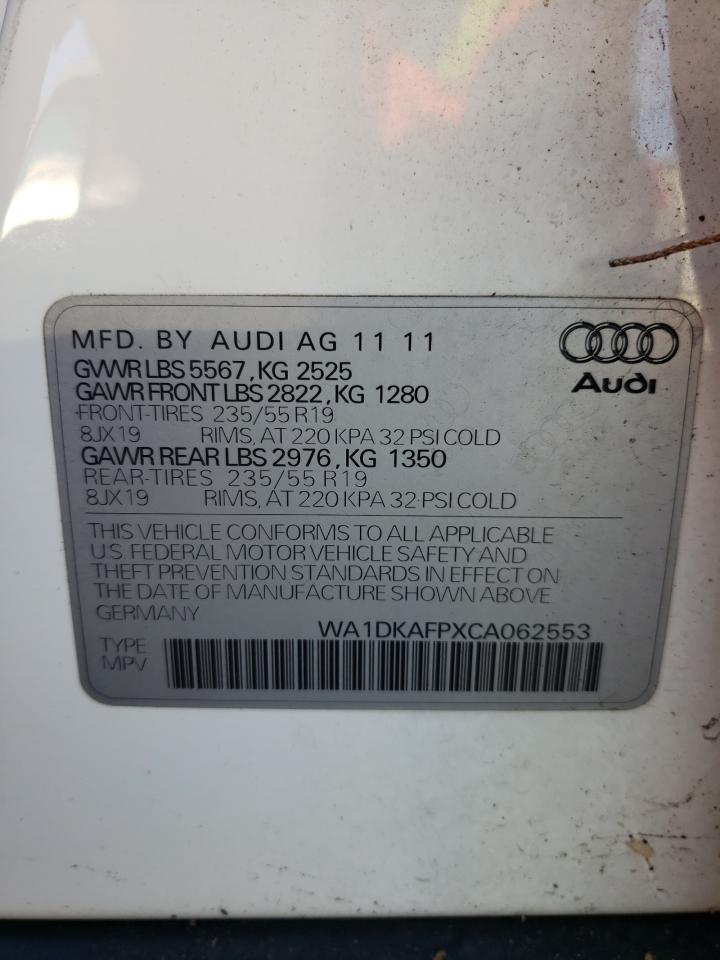 2012 Audi Q5 Premium Plus VIN: WA1DKAFPXCA062553 Lot: 82216744