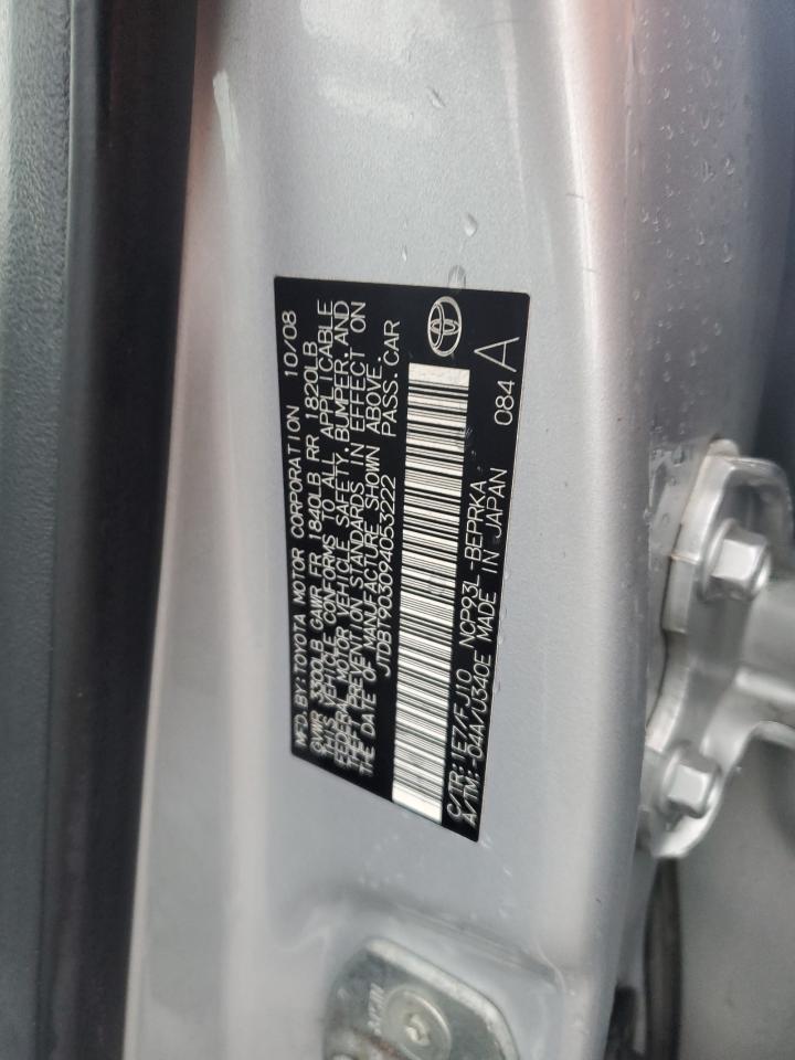 2009 Toyota Yaris VIN: JTDBT903094053222 Lot: 80758064