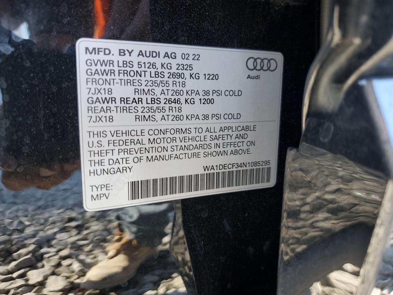 2022 Audi Q3 Premium S Line 45 VIN: WA1DECF34N1085295 Lot: 79241914