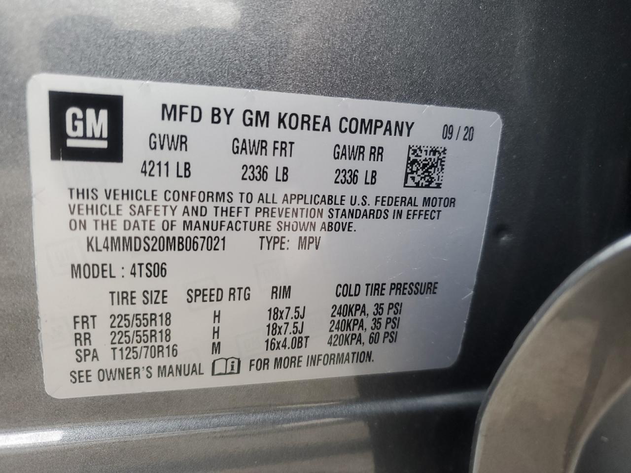 VIN KL4MMDS20MB067021 2021 BUICK ENCORE no.13