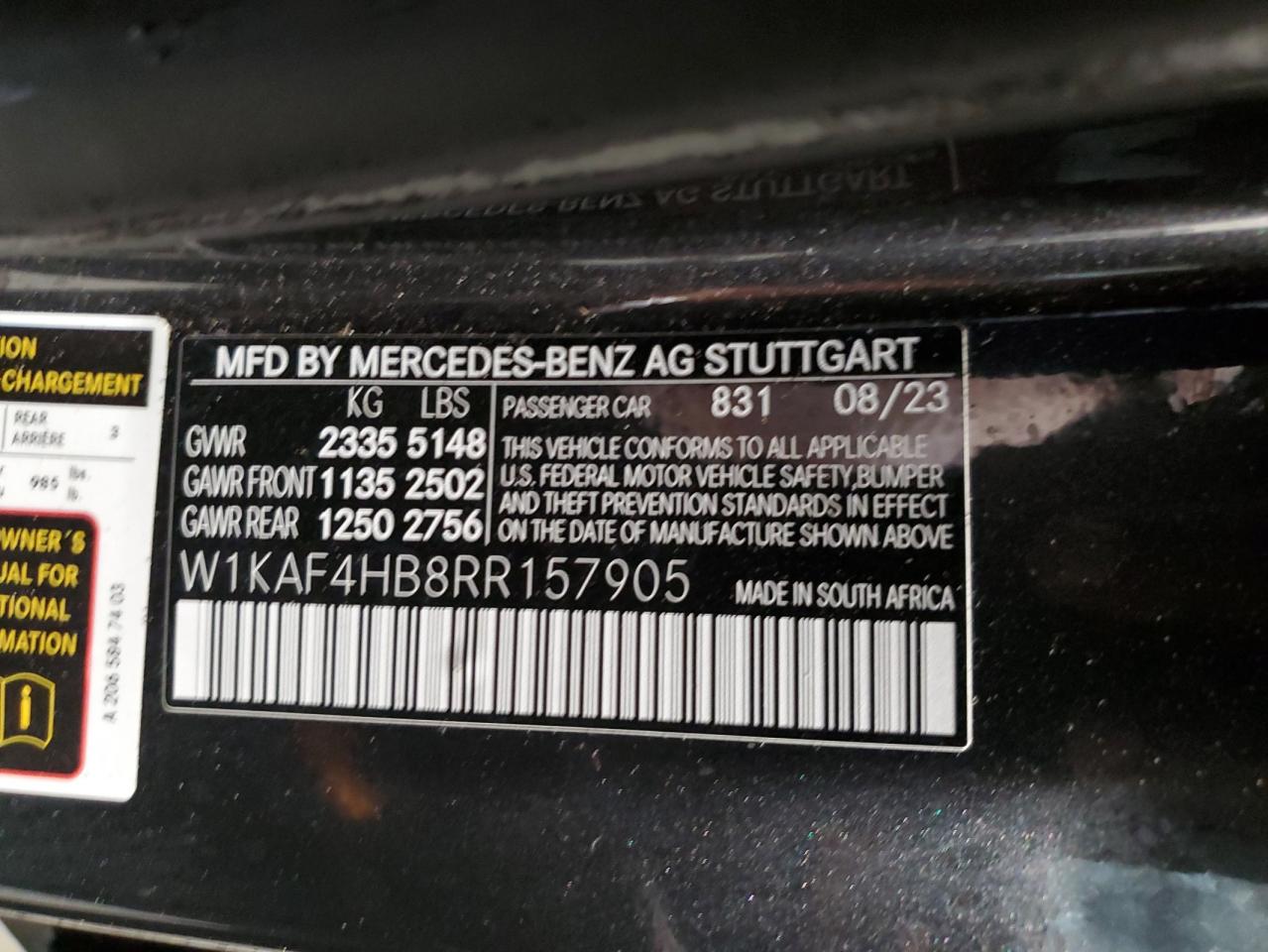 2024 Mercedes-Benz C 300 4Matic VIN: W1KAF4HB8RR157905 Lot: 81009264