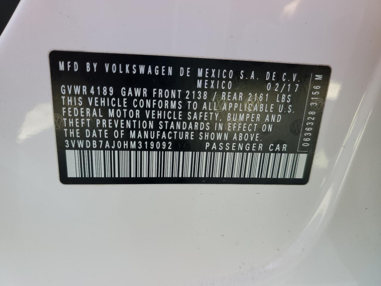 VIN 3VWDB7AJ0HM319092 2017 VOLKSWAGEN JETTA no.13