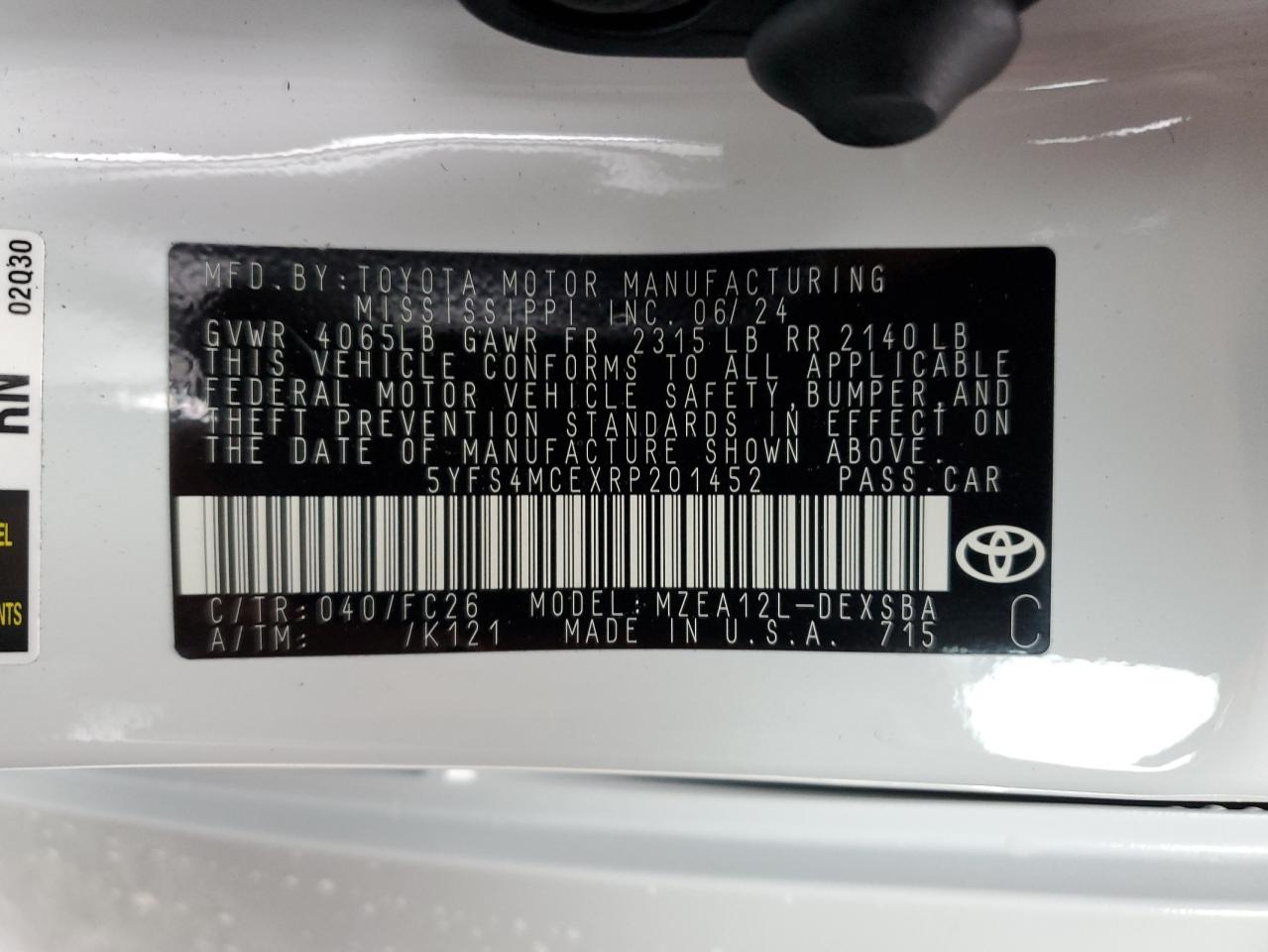 2024 Toyota Corolla Se VIN: 5YFS4MCEXRP201452 Lot: 79941684