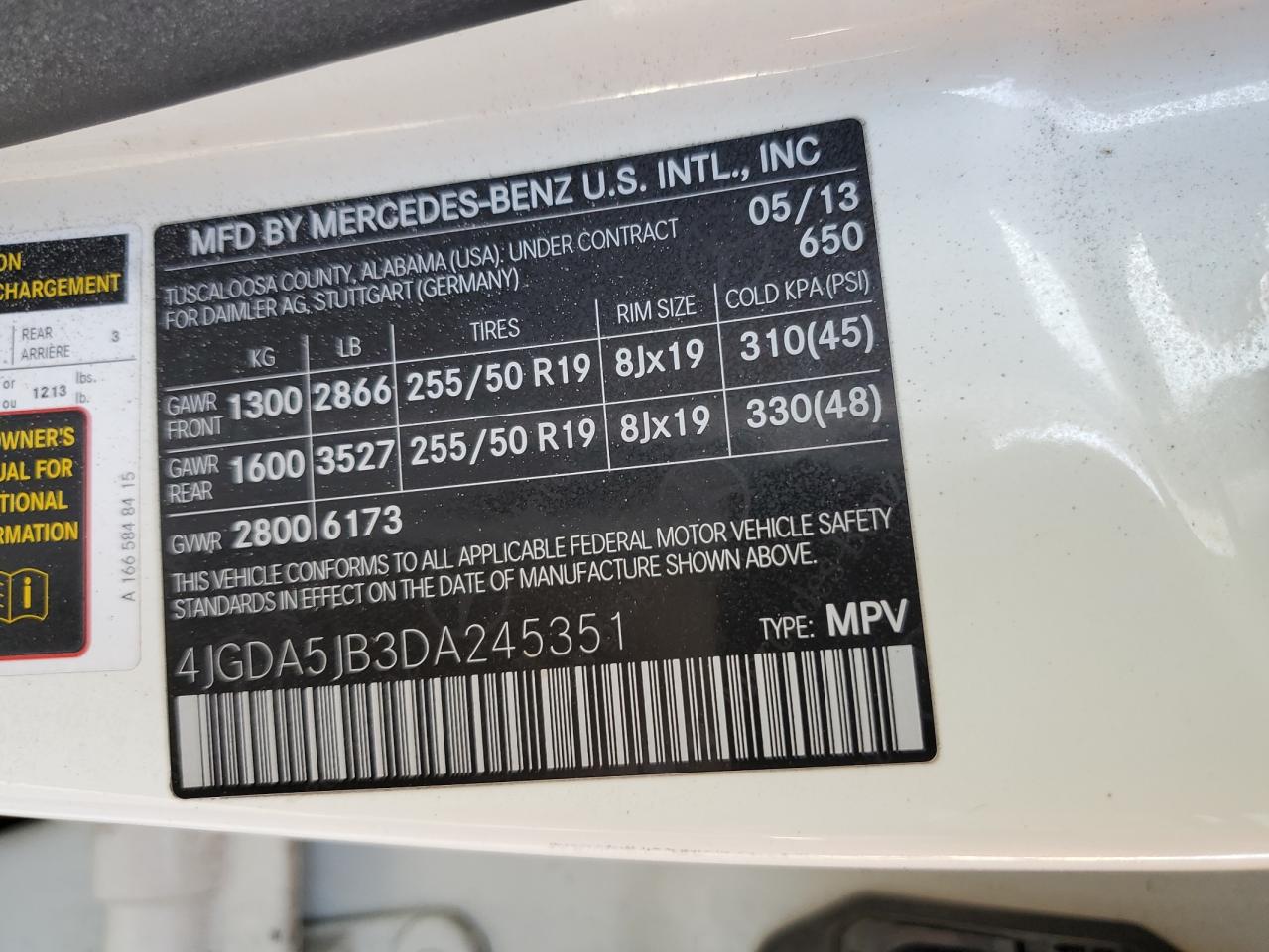 VIN 4JGDA5JB3DA245351 2013 MERCEDES-BENZ M-CLASS no.13