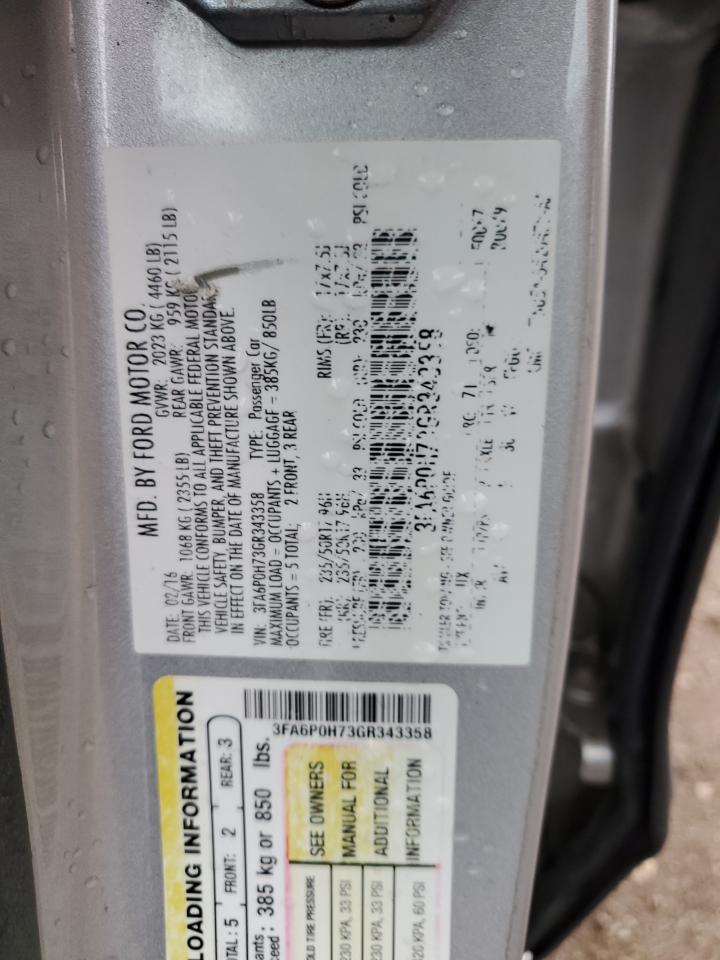 VIN 3FA6P0H73GR343358 2016 FORD FUSION no.12