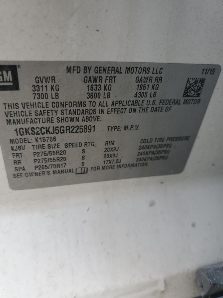 2016 GMC Yukon Denali VIN: 1GKS2CKJ5GR225891 Lot: 80223624