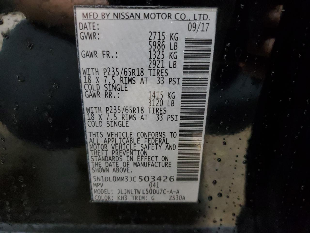 2018 Infiniti Qx60 VIN: 5N1DL0MM3JC503426 Lot: 78470044