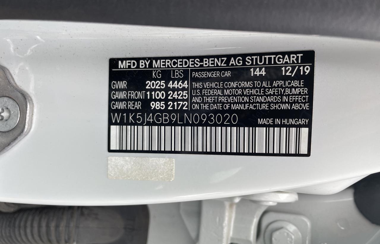 2020 Mercedes-Benz Cla 250 VIN: W1K5J4GB9LN093020 Lot: 80122164