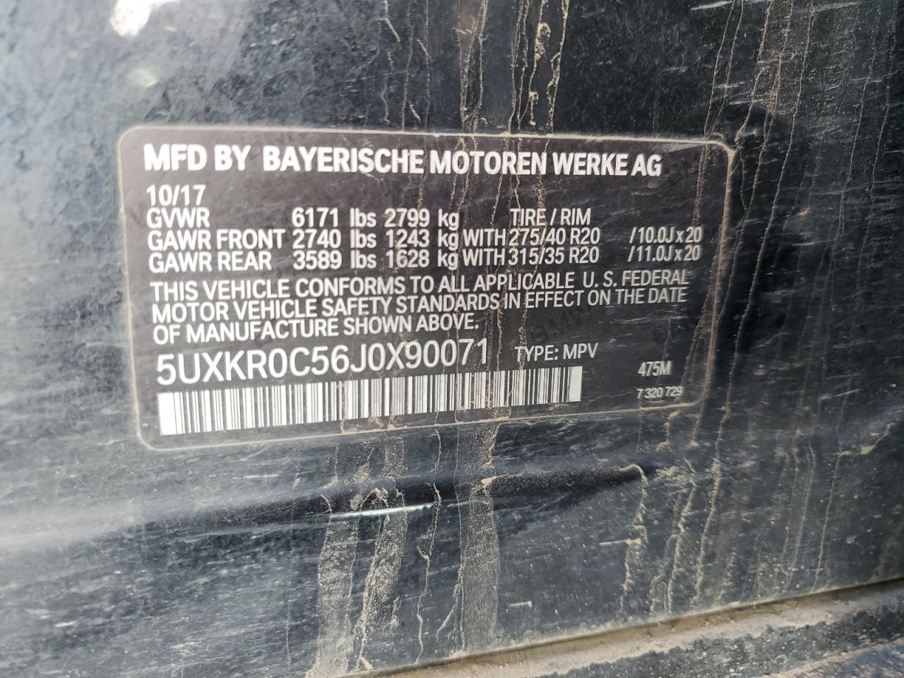 2018 BMW X5 xDrive35I VIN: 5UXKR0C56J0X90071 Lot: 76886354