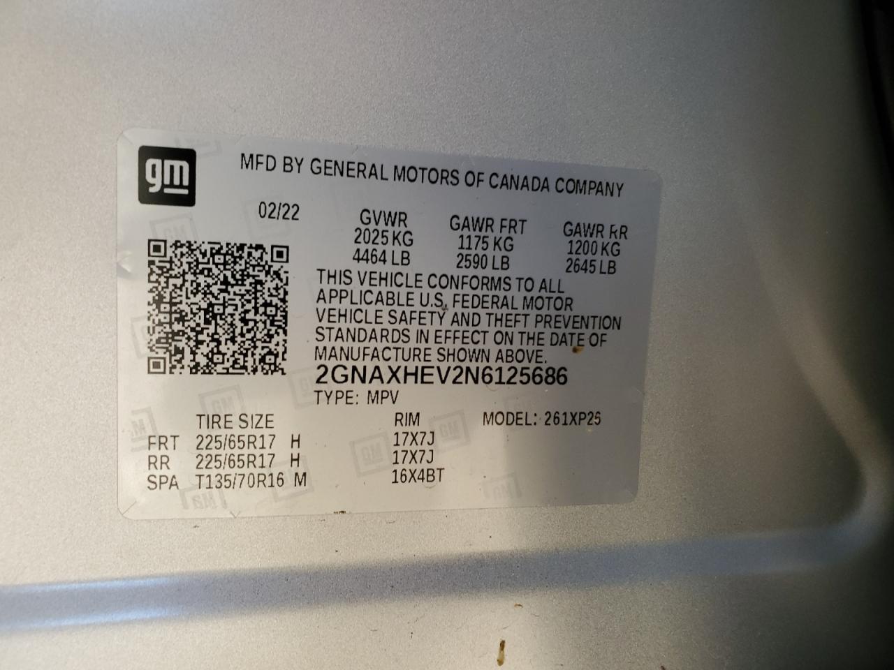 2GNAXHEV2N6125686 2022 CHEVROLET EQUINOX - Image 15