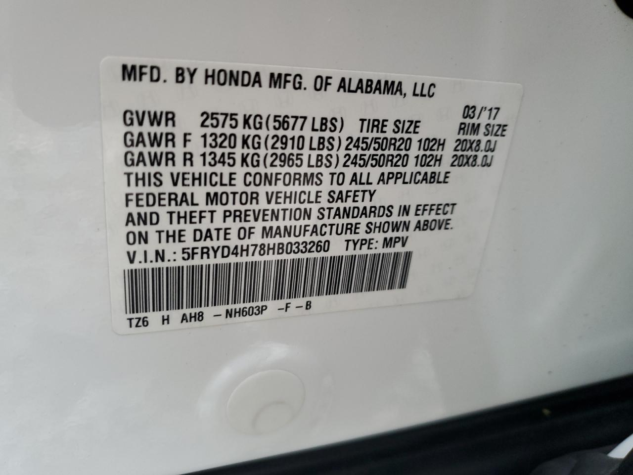 5FRYD4H78HB033260 2017 Acura Mdx Technology