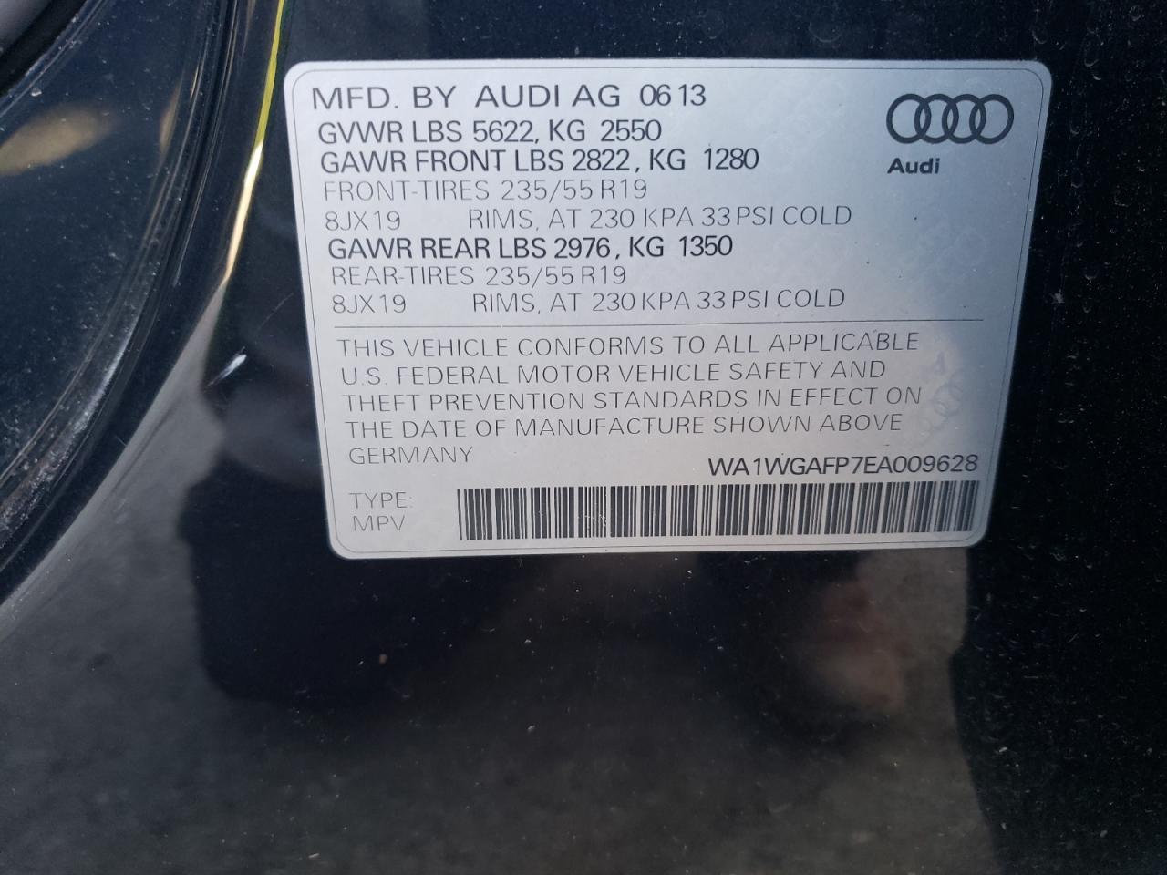 2014 Audi Q5 Prestige VIN: WA1WGAFP7EA009628 Lot: 79746924