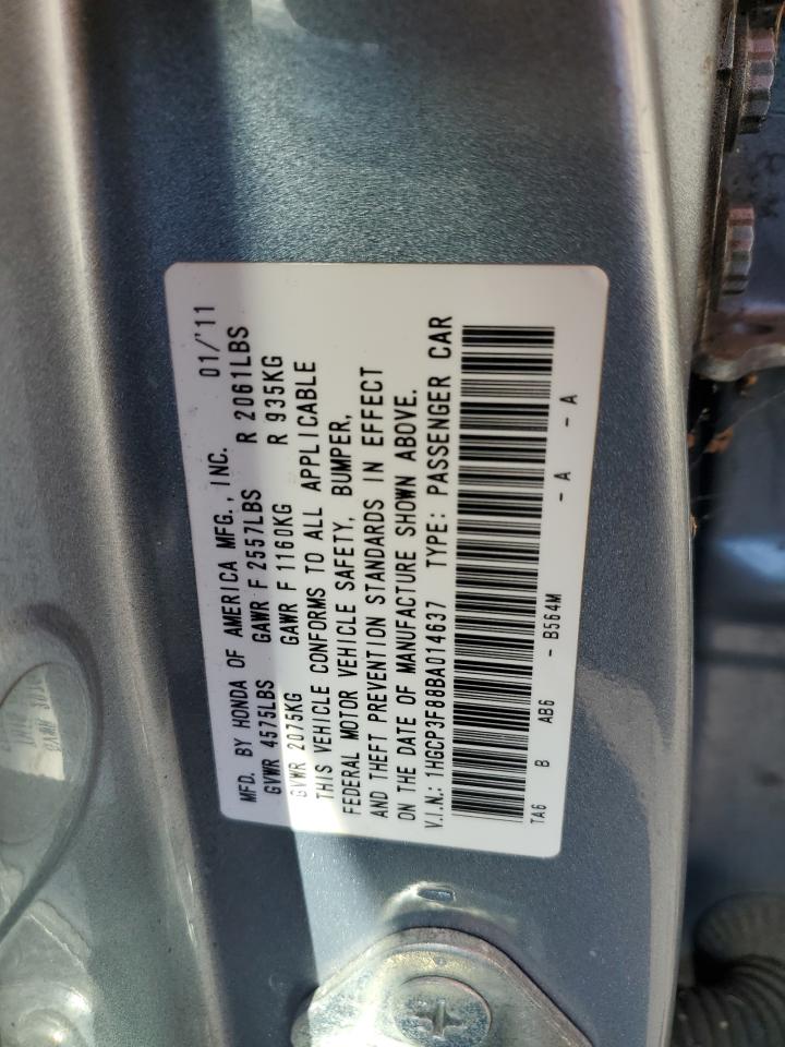 2011 Honda Accord Exl VIN: 1HGCP3F88BA014637 Lot: 80781064