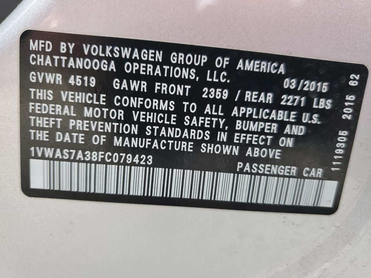 2015 Volkswagen Passat - Image 15