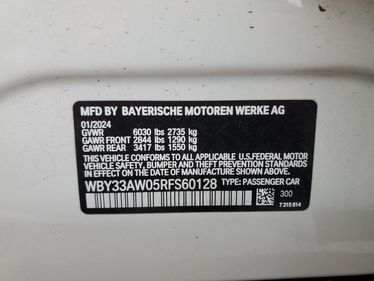 VIN WBY33AW05RFS60128 2024 BMW I4 M50 no.12