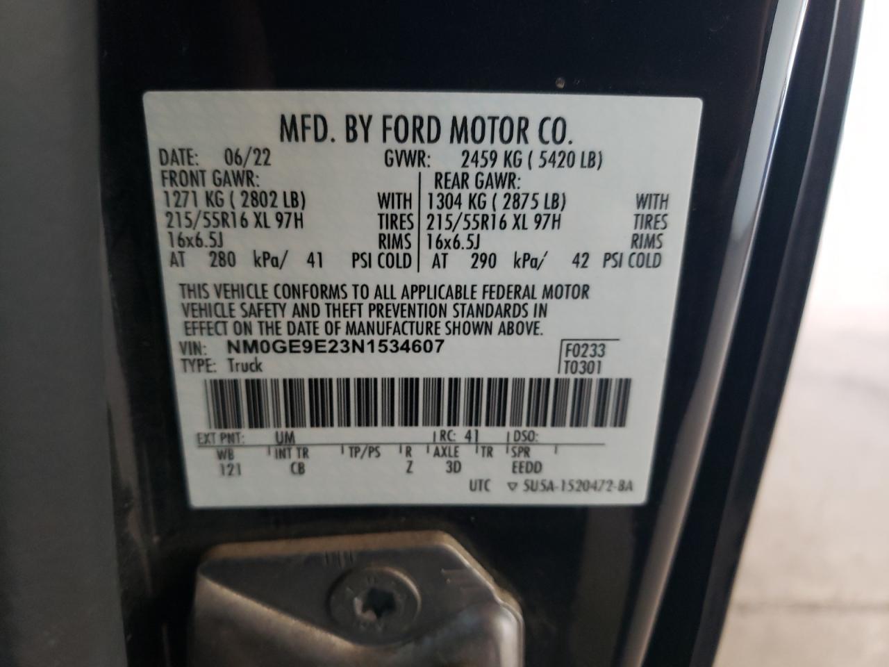 NM0GE9E23N1534607 2022 Ford Transit Connect Xl