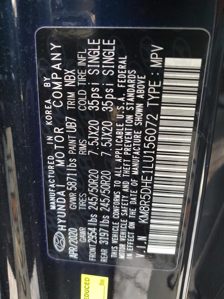 2020 Hyundai Palisade Limited VIN: KM8R5DHE1LU156072 Lot: 51890825