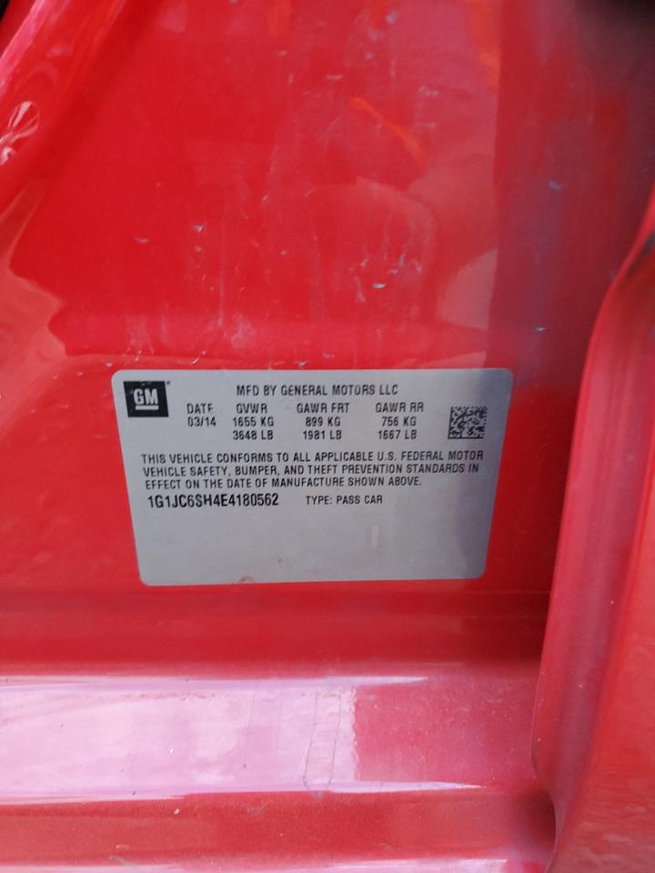 2014 Chevrolet Sonic Lt VIN: 1G1JC6SH4E4180562 Lot: 45593555