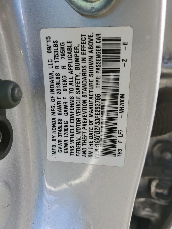 VIN 19XFB2F53FE293766 2015 HONDA CIVIC no.12