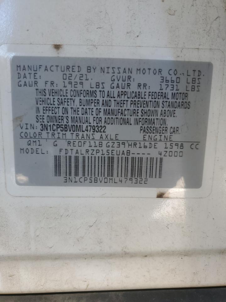 2021 Nissan Kicks S VIN: 3N1CP5BV0ML479322 Lot: 81960014