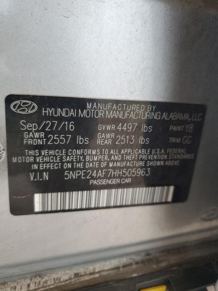 VIN 5NPE24AF7HH505963 2017 HYUNDAI SONATA no.12