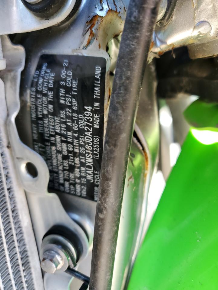 2018 Kawasaki Klx250 Sj VIN: JKALXMS18JDA27394 Lot: 80257104