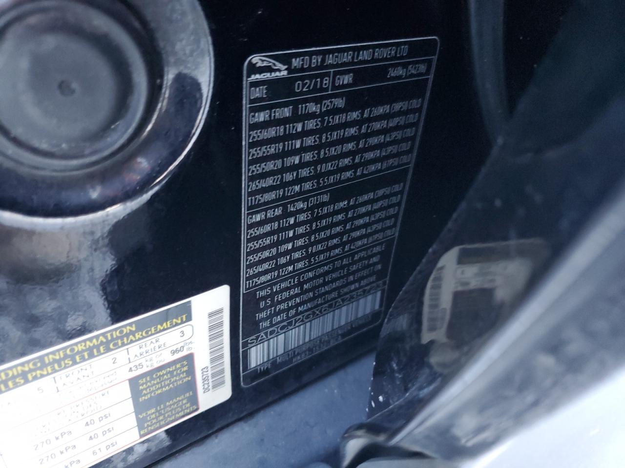 2018 Jaguar F-Pace Premium VIN: SADCJ2GX6JA235723 Lot: 80827714