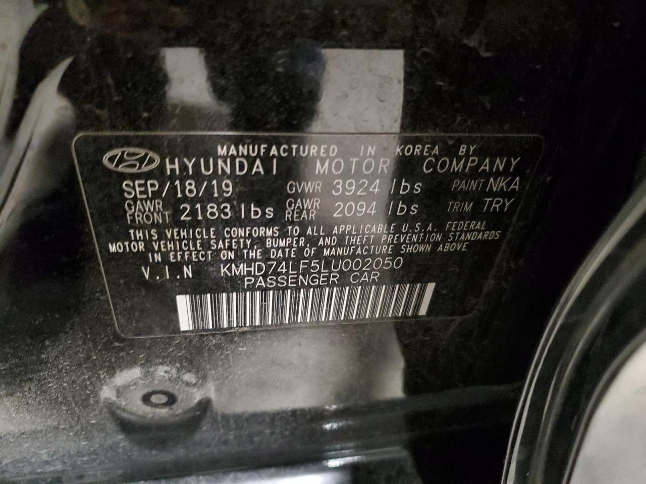 2020 Hyundai Elantra Se VIN: KMHD74LF5LU002050 Lot: 81243134