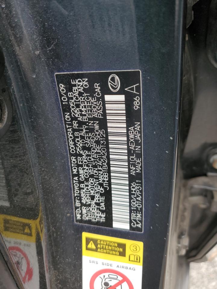 2010 Lexus Hs 250H VIN: JTHBB1BA2A2013125 Lot: 79688744