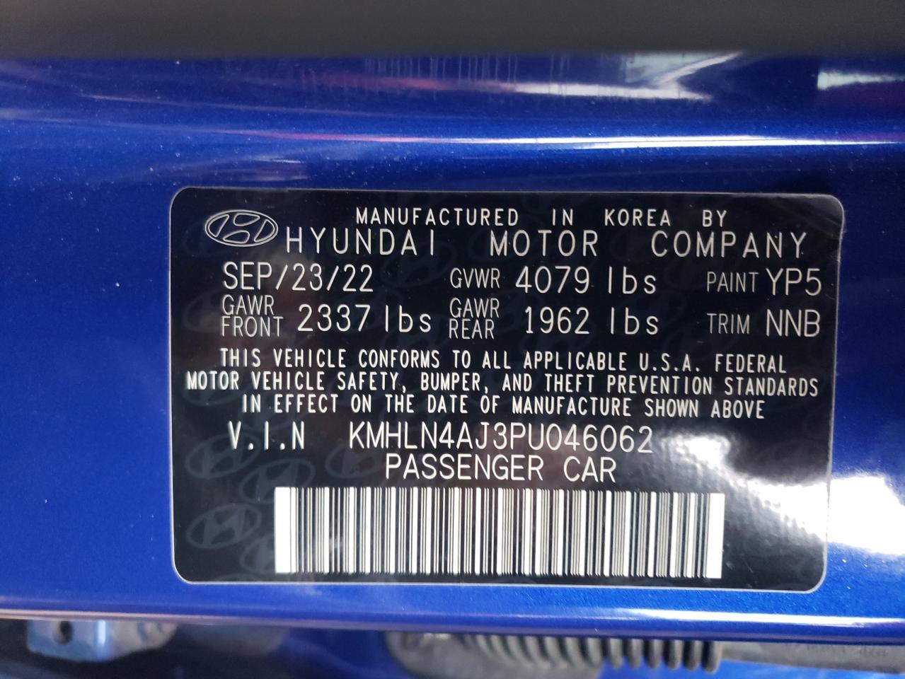 2023 Hyundai Elantra Limited VIN: KMHLN4AJ3PU046062 Lot: 80517444