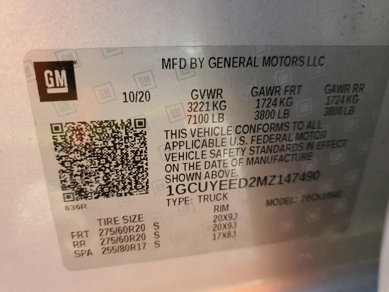 2021 Chevrolet Silverado K1500 Rst VIN: 1GCUYEED2MZ147490 Lot: 80754324