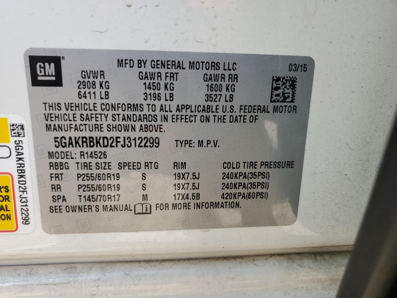 5GAKRBKD2FJ312299 2015 BUICK ENCLAVE - Image 13