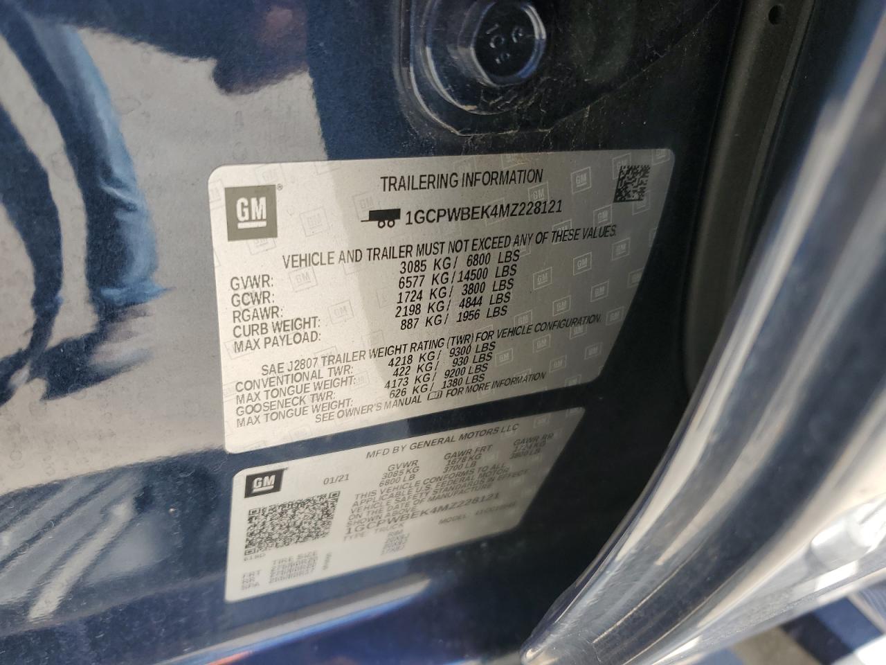 2021 Chevrolet Silverado C1500 Custom VIN: 1GCPWBEK4MZ228121 Lot: 81265744