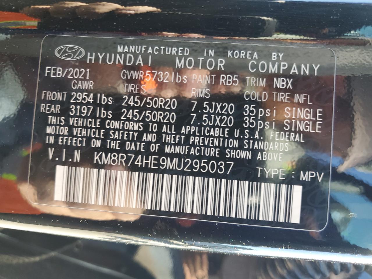 2021 Hyundai Palisade Calligraphy VIN: KM8R74HE9MU295037 Lot: 77905534