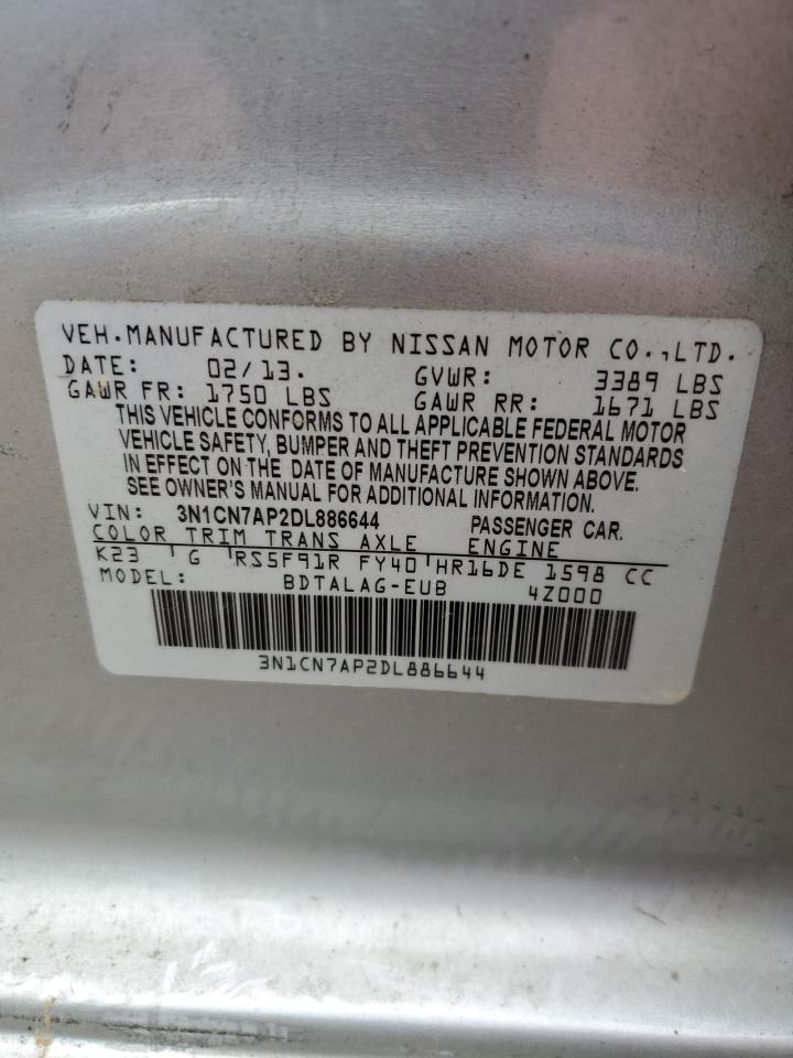 VIN 3N1CN7AP2DL886644 2013 NISSAN VERSA no.12