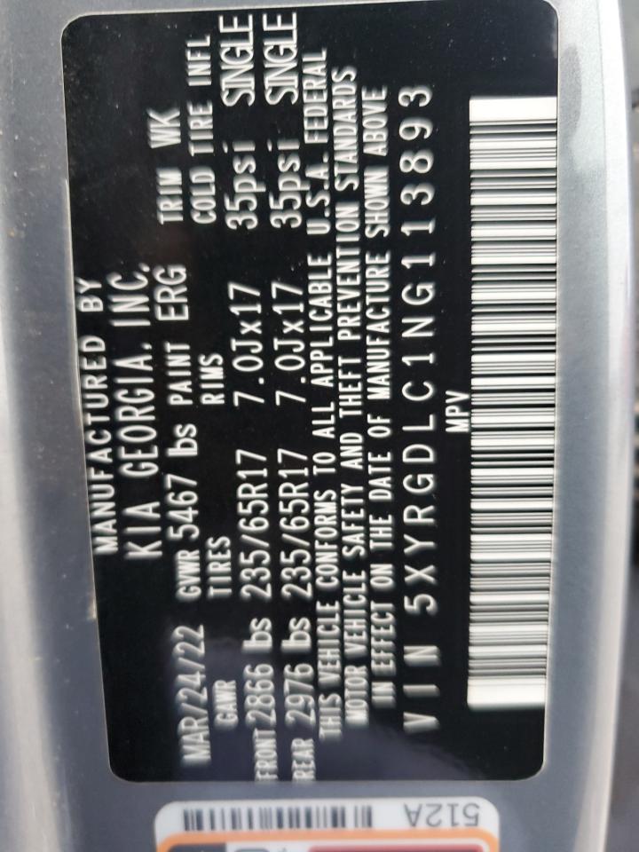 2022 Kia Sorento Lx VIN: 5XYRGDLC1NG113893 Lot: 78943044