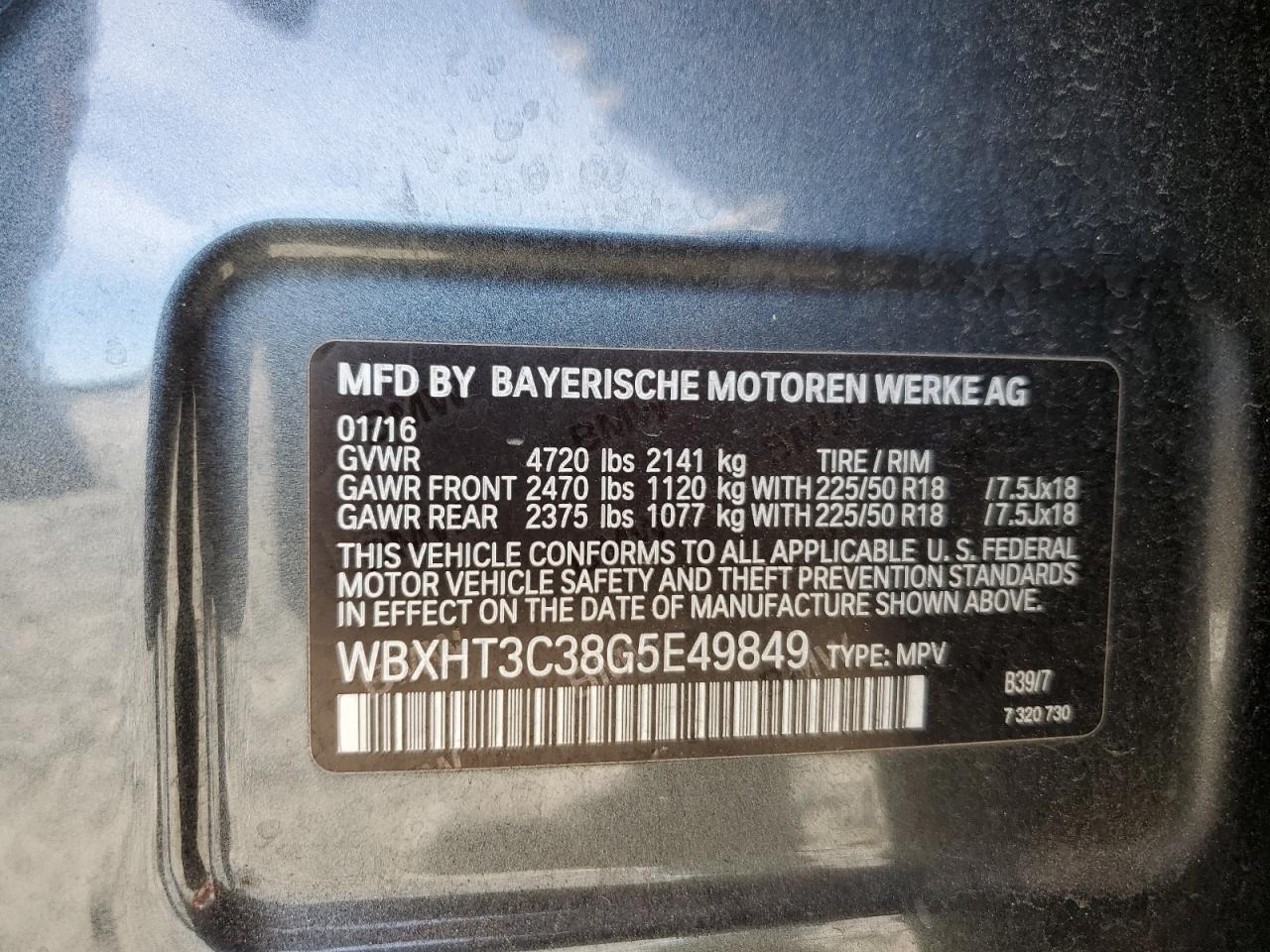 VIN WBXHT3C38G5E49849 2016 BMW X1 no.13