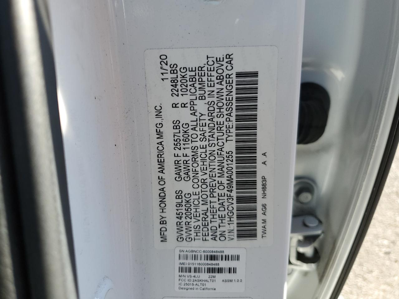 2021 Honda Accord Hybrid Ex VIN: 1HGCV3F49MA001255 Lot: 81383874