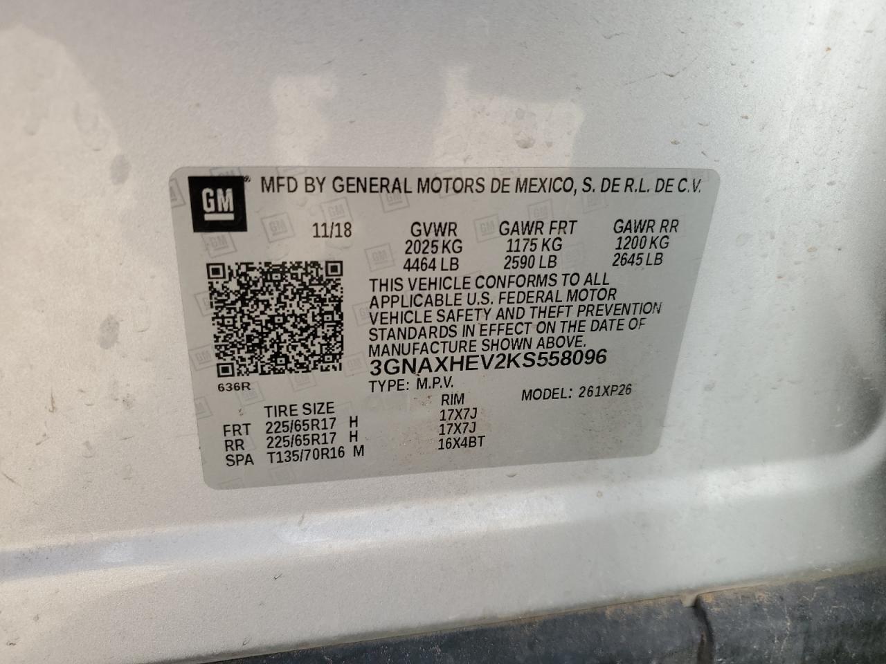 3GNAXHEV2KS558096 2019 CHEVROLET EQUINOX - Image 13