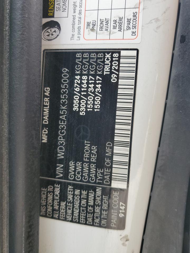 2019 Mercedes-Benz Metris VIN: WD3PG3EA5K3535009 Lot: 81196194