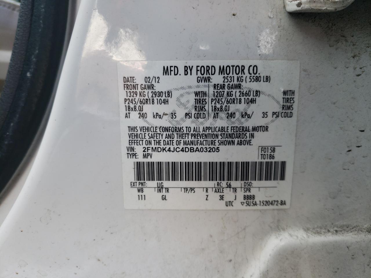 VIN 2FMDK4JC4DBA03205 2013 FORD EDGE no.13