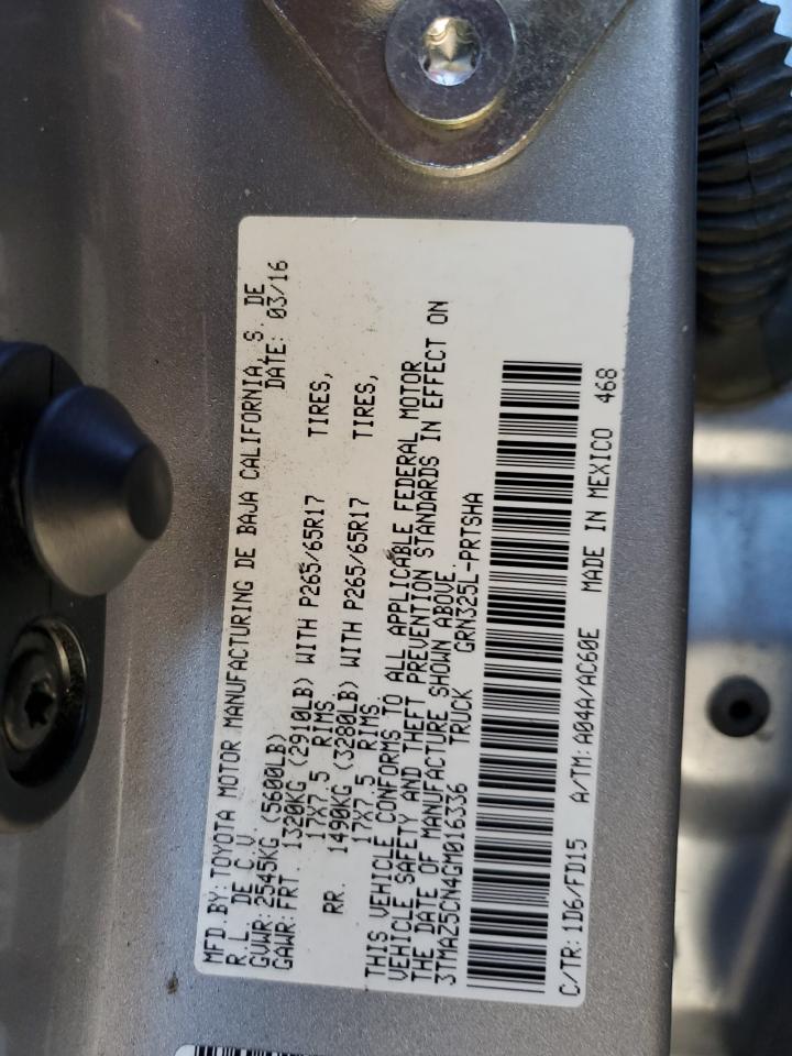 VIN 3TMAZ5CN4GM016336 2016 TOYOTA TACOMA no.12