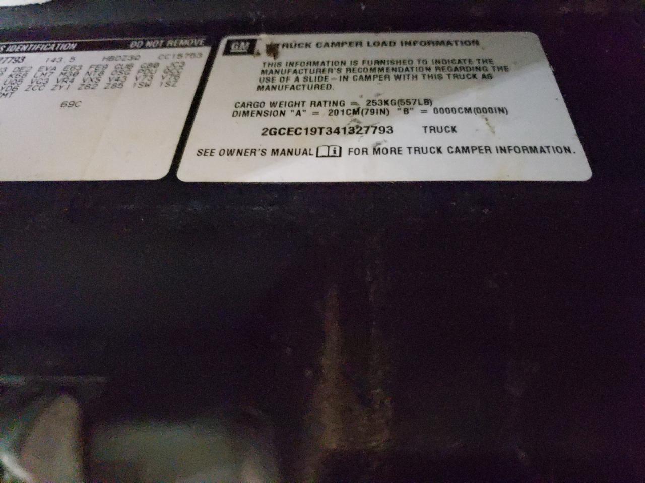 2004 Chevrolet Silverado C1500 VIN: 2GCEC19T341327793 Lot: 79124354