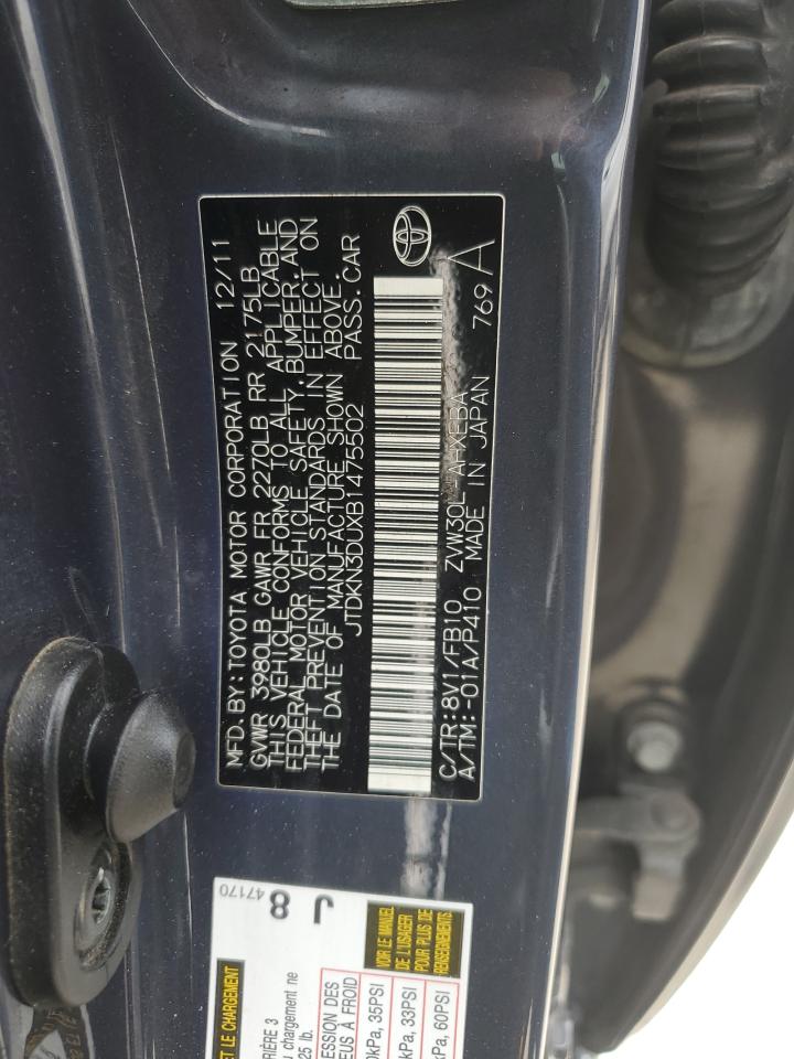 TOYOTA PRIUS 2011 VIN JTDKN3DUXB1475502 фото 12