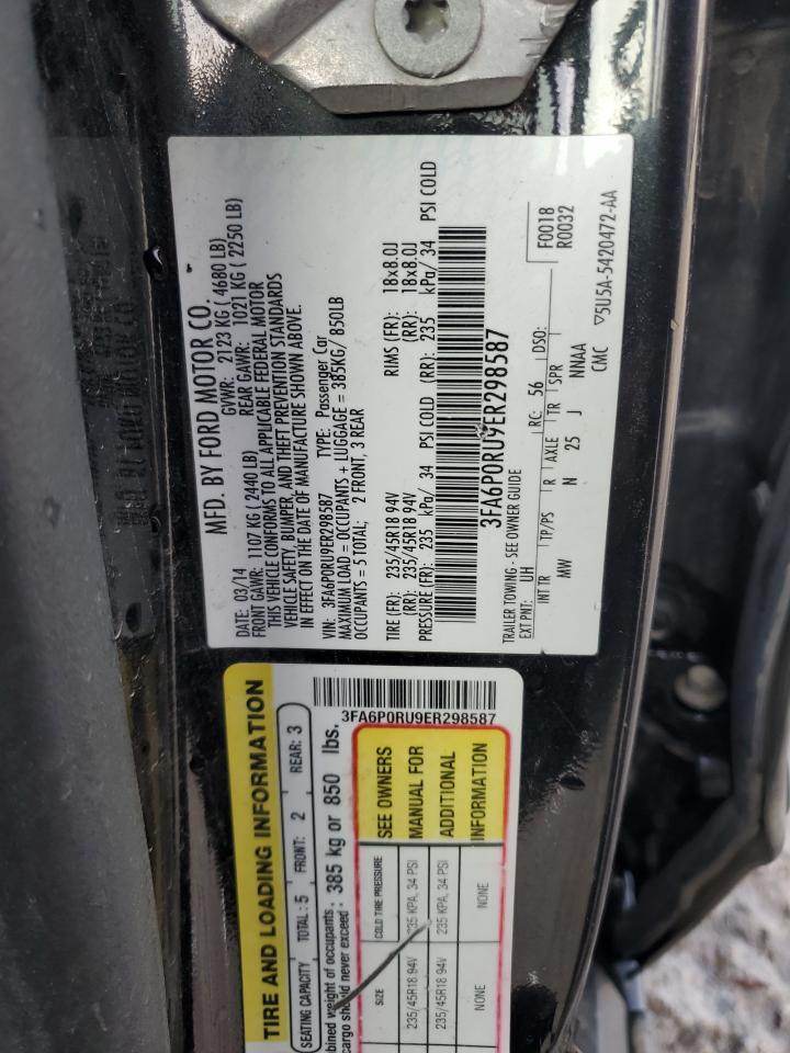 VIN 3FA6P0RU9ER298587 2014 FORD FUSION no.12