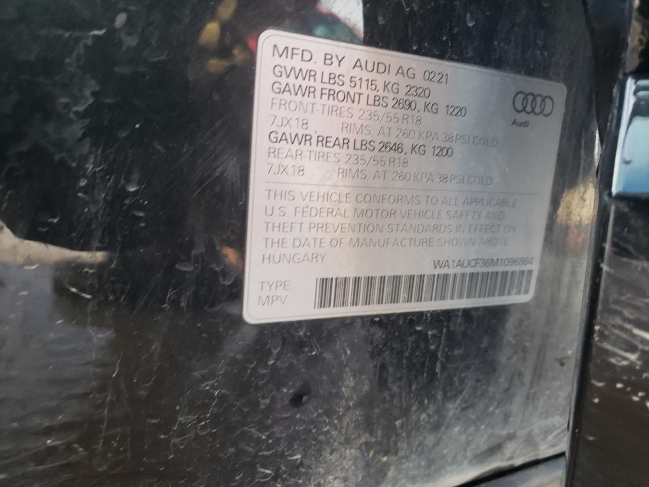 VIN WA1AUCF36M1096884 2021 AUDI Q3 no.13