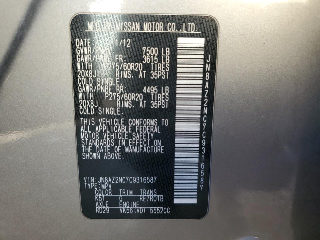 2012 Infiniti QX56 - Image 13