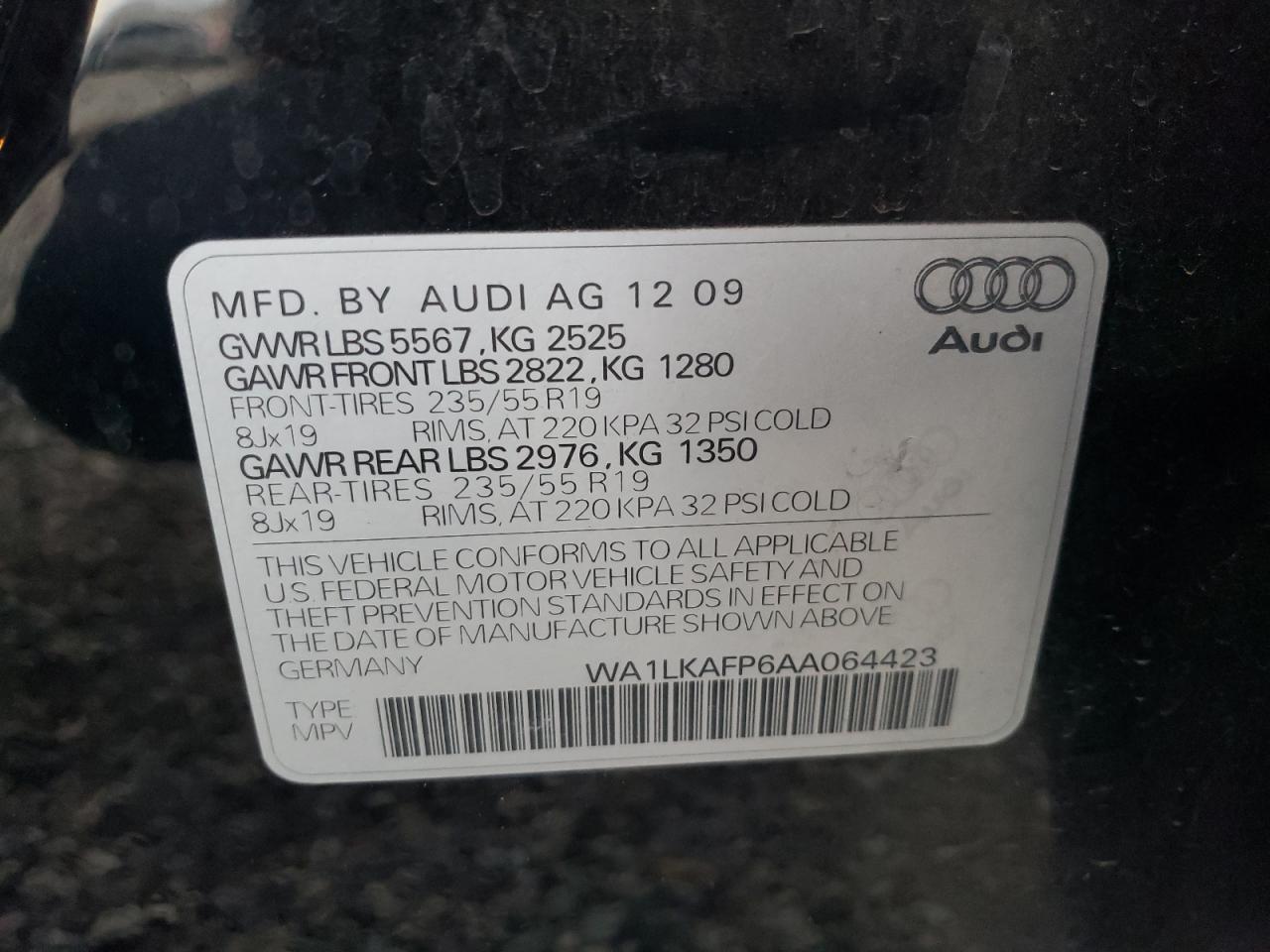 2010 Audi Q5 Premium Plus VIN: WA1LKAFP6AA064423 Lot: 81428544