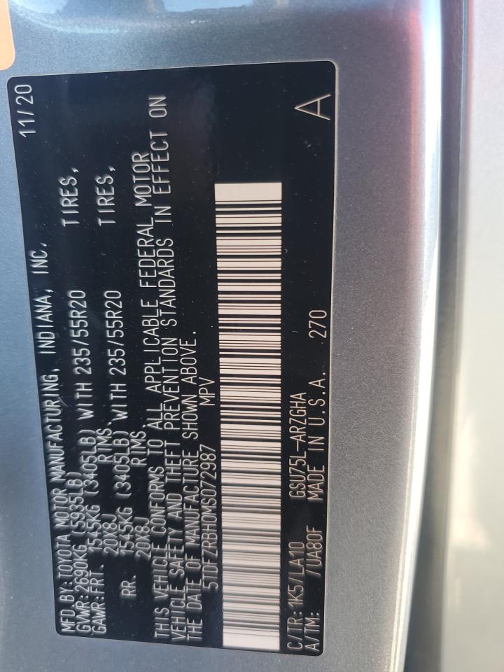 2021 Toyota Highlander Platinum VIN: 5TDFZRBH0MS072987 Lot: 81722484